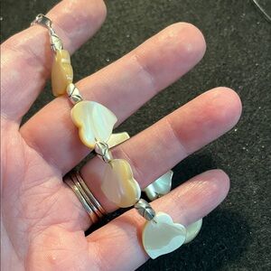 Shell Heart-Shaped Silver and Cream Bracelet